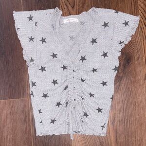 Gray Star Print Crop Top